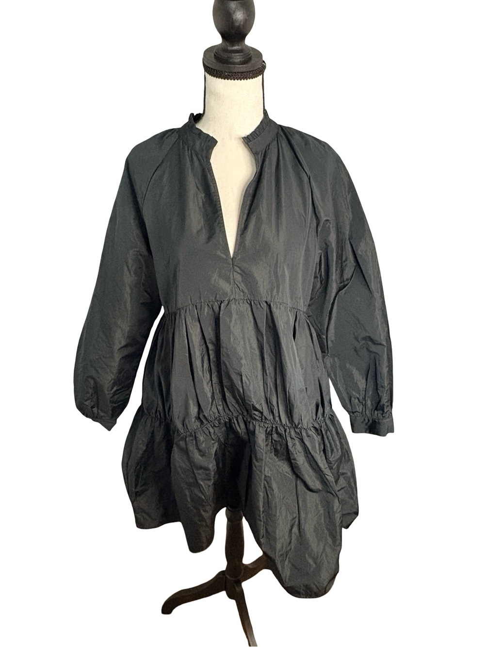 Aritzia Sunday Best Alice Black Tiered Babydoll Mini Dress M